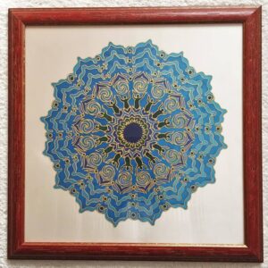 Keretezett selyemkép - "Torok csakra mandala"