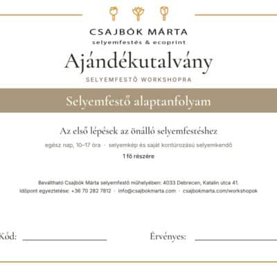 Csajbók Márta selyemfestő ajándékutalványa: Selyemfestő alaptanfolyam, 1 főre